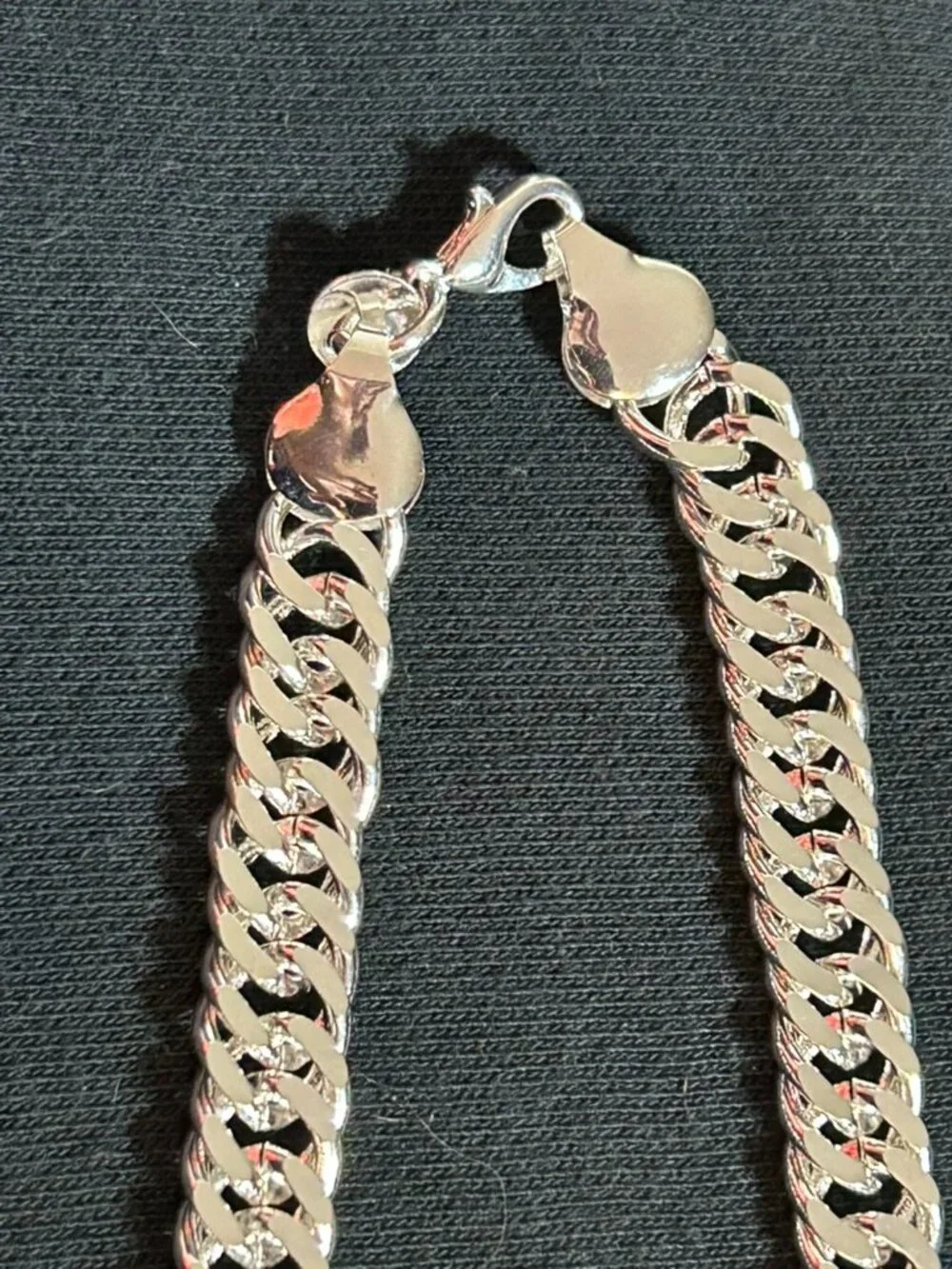 Men's Silver Double Cuban Link Chain Heavy Twist Curb Grumetta Necklace Statemen